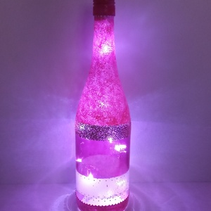 Pink üveglámpás - egyedi festett üveg bottlelamp - otthon & lakás - lámpa - hangulatlámpa - Meska.hu