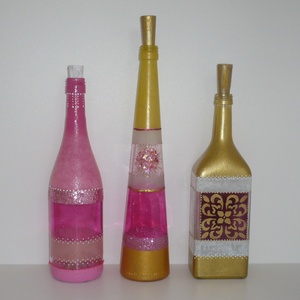 Pink üveglámpás - egyedi festett üveg bottlelamp - otthon & lakás - lámpa - hangulatlámpa - Meska.hu