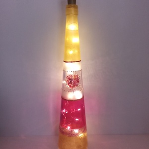 Pink-arany üveglámpás - egyedi festett üveg bottlelamp, Otthon & Lakás, Lámpa, Hangulatlámpa, Festett tárgyak, Üvegművészet, Meska