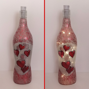 Valentin napi üveglámpás - egyedi festett üveg bottlelamp - otthon & lakás - lámpa - hangulatlámpa - Meska.hu