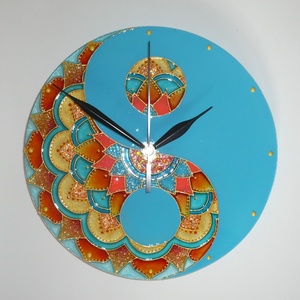 Jin-jang Mandala - egyedi festett mandala üveg falióra - otthon & lakás - dekoráció - fali és függő dekoráció - falióra & óra - Meska.hu