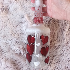 Üveglámpás szívekkel - egyedi festett üveg bottlelamp - otthon & lakás - lámpa - hangulatlámpa - Meska.hu