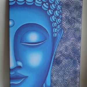 Kék Buddha - egyedi akril festmény, falikép 30x40 - Meska.hu