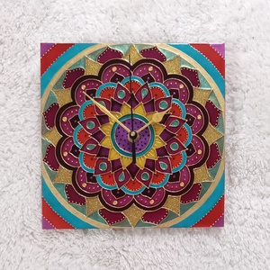Hippi Mandala - egyedi festett üveg falióra - otthon & életmód - dekoráció - fali és függő dekoráció - falióra & óra - Meska.hu