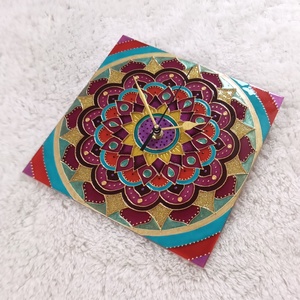 Hippi Mandala - egyedi festett üveg falióra - otthon & életmód - dekoráció - fali és függő dekoráció - falióra & óra - Meska.hu