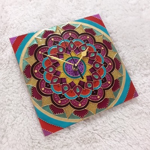 Hippi Mandala - egyedi festett üveg falióra - otthon & életmód - dekoráció - fali és függő dekoráció - falióra & óra - Meska.hu