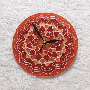 Napfény Mandala - egyedi festett mandala üveg falióra - otthon & életmód - dekoráció - fali és függő dekoráció - falióra & óra - Meska.hu