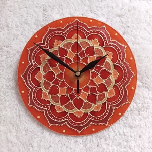 Napfény Mandala - egyedi festett mandala üveg falióra, Otthon & Életmód, Dekoráció, Fali és függő dekoráció, Falióra & óra, Festett tárgyak, Üvegművészet, MESKA