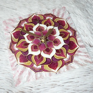 Mályvacukor - Mandala, egyedi festett üveg falióra - otthon & életmód - dekoráció - fali és függő dekoráció - falióra & óra - Meska.hu