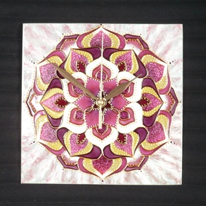 Mályvacukor - Mandala, egyedi festett üveg falióra - otthon & életmód - dekoráció - fali és függő dekoráció - falióra & óra - Meska.hu