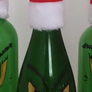 Pufók Grincs üveglámpás - egyedi festett üveg bottlelamp - otthon & életmód - lámpa - hangulatlámpa - Meska.hu