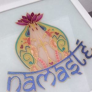 Namaste - üvegre festett falikép, festmény - otthon & lakás - dekoráció - kép & falikép - üvegkép - Meska.hu