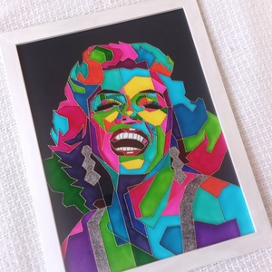 Marilyn Monroe - popart - üvegre festett falikép, festmény (30x40cm) - művészet - festmény - üvegfestmény - Meska.hu
