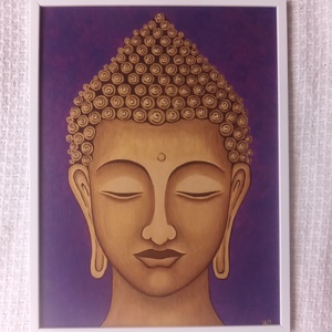 Arany Buddha - egyedi akril festmény, falikép 30x40, keretben, Művészet, Festmény, Akril, Festett tárgyak, Festészet, MESKA