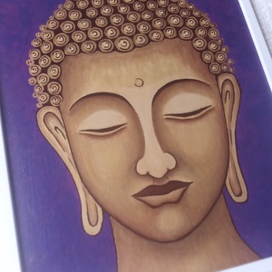 Arany Buddha - egyedi akril festmény, falikép 30x40, keretben - művészet - festmény - akril - Meska.hu