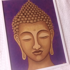 Arany Buddha - egyedi akril festmény, falikép 30x40, keretben - művészet - festmény - akril - Meska.hu