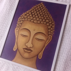 Arany Buddha - egyedi akril festmény, falikép 30x40, keretben - művészet - festmény - akril - Meska.hu