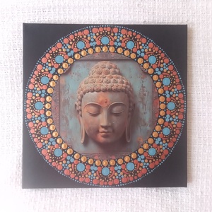Buddha - antique - egyedi akril festmény, mandala falikép 30x30 cm - művészet - festmény - akril - Meska.hu
