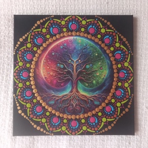 Sokszínű életfa - egyedi akril festmény, mandala falikép 30x30 cm, Művészet, Festmény, Akril, Festett tárgyak, Festészet, MESKA