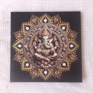 Ganesha - védelmező, bőséghozó - egyedi akril festmény, mandala falikép 30x30 cm - Meska.hu