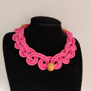 Pink makramé kötél nyaklánc � kézzel font statement ékszer - ékszer - nyaklánc - statement nyaklánc - Meska.hu