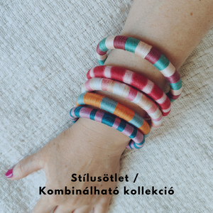 Toszkán szüret - Color-Block Twist � Strukturált textil karperec - ékszer - karkötő - karperec - Meska.hu