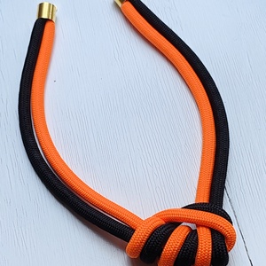 Amber - Noir � Díszcsomós duplakötél nyakék (Tüzes Narancs és Fekete) - ékszer - nyaklánc - statement nyaklánc - Meska.hu