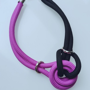 Magenta - Black Knot � Ciklámen és fekete kötélnyakék ezüst szerelékekkel - ékszer - nyaklánc - statement nyaklánc - Meska.hu