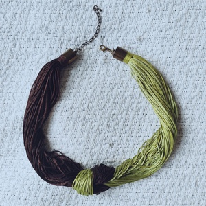 Forest - Chocolate Reversible � Kétoldalas sokszálas boho nyaklánc (barna - zöld) - ékszer - nyaklánc - statement nyaklánc - Meska.hu