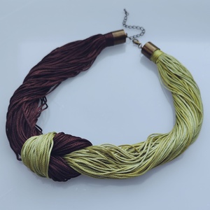 Forest - Chocolate Reversible � Kétoldalas sokszálas boho nyaklánc (barna - zöld) - ékszer - nyaklánc - statement nyaklánc - Meska.hu