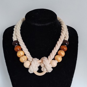 Natural Boho Loop  � Skandináv stílusú natúr textil nyaklánc - ékszer - nyaklánc - statement nyaklánc - Meska.hu