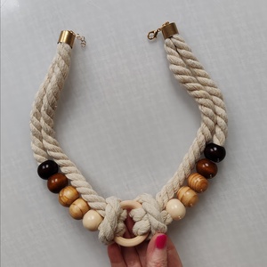 Natural Boho Loop  � Skandináv stílusú natúr textil nyaklánc - ékszer - nyaklánc - statement nyaklánc - Meska.hu