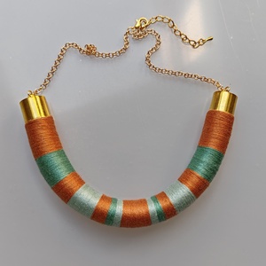 Terracotta - Mint Arc � Fonaltekercselt íves statement nyaklánc (42 cm + 5 cm) - ékszer - nyaklánc - statement nyaklánc - Meska.hu
