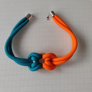 Turquoise - Orange Loop � 2 in 1 formaváltó, kétoldalas matrózcsomós nyaklánc (Pillangó és Virág motívum) - ékszer - nyaklánc - statement nyaklánc - Meska.hu