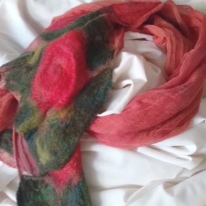 Rózsás géz sál, Ruha & Divat, Sál, Sapka, Kendő, Vállkendő, Nemezelés, MESKA