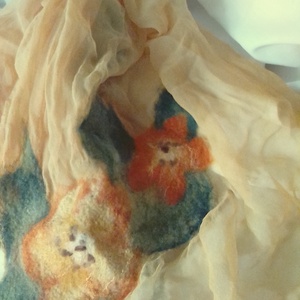 Sál virágokkal, Művészet, Textilkép, Nemezelt, Nemezelés, MESKA