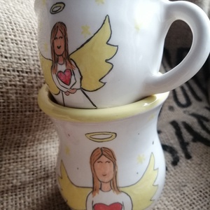 Angyalos csésze + váza - otthon & életmód - fürdőszoba - fogkefetartó - Meska.hu