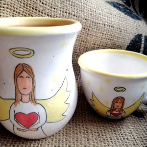 Angyalos csésze + váza - otthon & életmód - fürdőszoba - fogkefetartó - Meska.hu