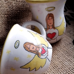 Angyalos csésze + váza - otthon & életmód - fürdőszoba - fogkefetartó - Meska.hu