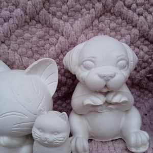 Kifesthető gipsz kutya, macska szett - kellékek & szerszámok - dekorációs kellékek - figurák - Meska.hu