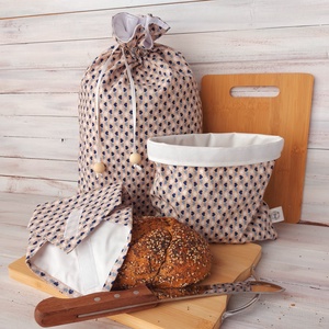 Frissen tartó Kenyeres Zsák Szett -Kék, fehér szívecskés - táska & tok - bevásárlás & shopper táska - kenyeres zsák - Meska.hu