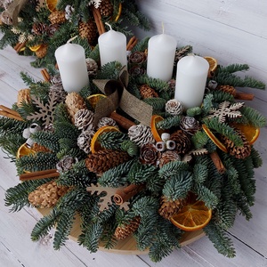 Adventi koszorú - Fehér gyertyával - karácsony - adventi díszek - adventi koszorú - Meska.hu