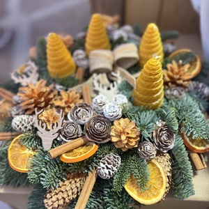 Adventi koszorú-Méhviasz gyertyás kisebb - Meska.hu