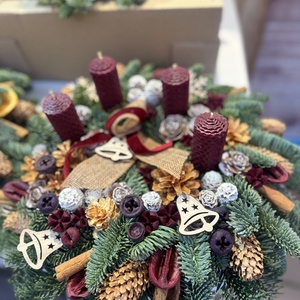 Adventi koszorú - Méhviasz gyertyával - karácsony - adventi díszek - adventi koszorú - Meska.hu