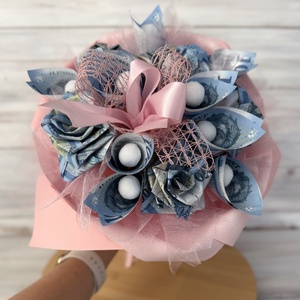 Ballagási pénzcsokor rózsaszín � csajos ajándék, egyedi pénzes csokor ballagásra - otthon & életmód - virágdekoráció - virágok - virágcsokor - Meska.hu