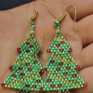 Karácsonyi fenyőfás fülbevaló - Meska.hu