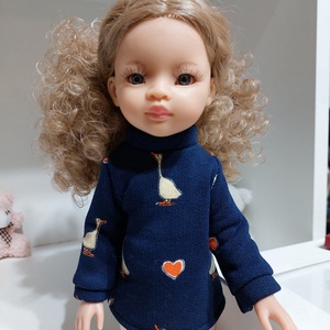 Paola Reina kislibás sötétkék hosszú pulcsis szett - játék & sport - baba & babaház - babaruha, babakellék - Meska.hu