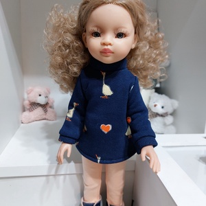 Paola Reina kislibás sötétkék hosszú pulcsis szett - játék & sport - baba & babaház - babaruha, babakellék - Meska.hu