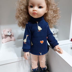 Paola Reina kislibás sötétkék hosszú pulcsis szett - játék & sport - baba & babaház - babaruha, babakellék - Meska.hu