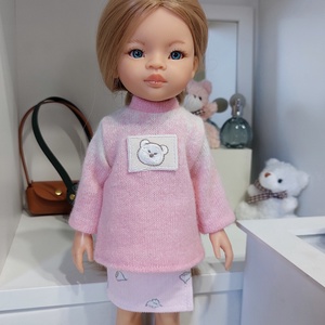 Paola Reina rózsaszín kötött pulcsis szett - Meska.hu